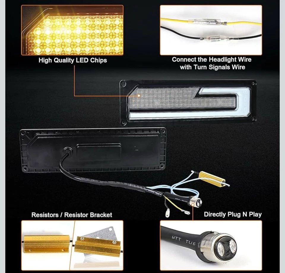 LED Headlights 88-98 Chevy GMC C/K 1500-3500 Tahoe Yukon DRL Turn