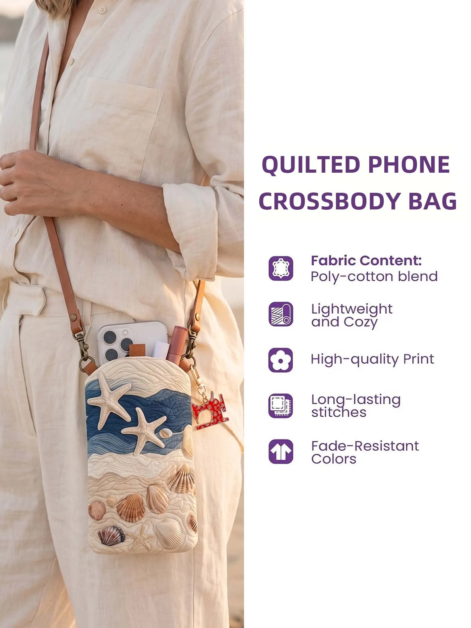 Texas Longhorn Wildflower Quilted Slim Phone Crossbody Bag