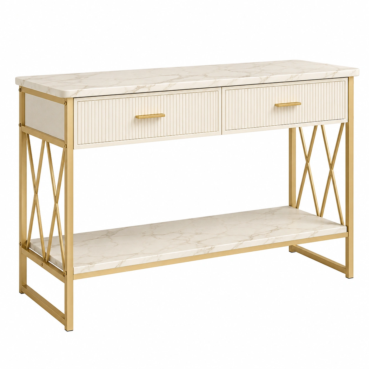 Consola Marmol Blanco Dorado