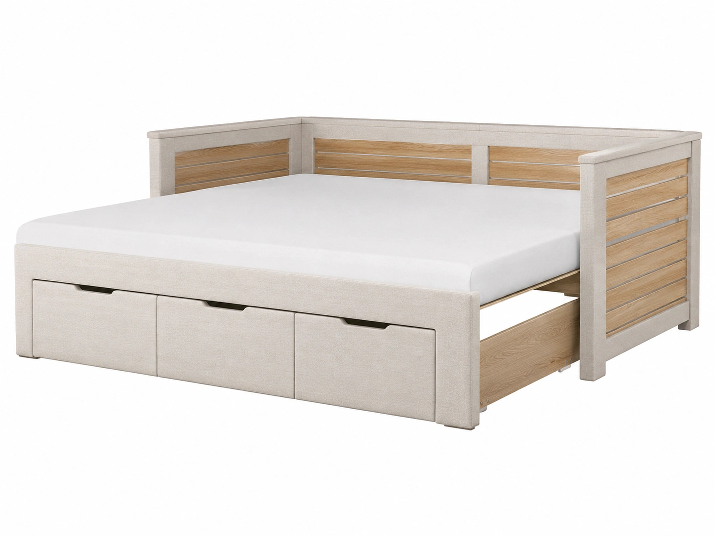 Cama con almacenaje Beige arena de madera
