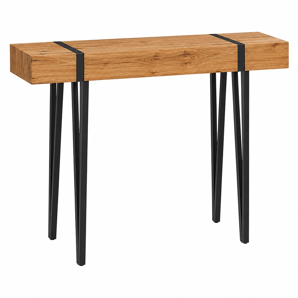 Consola Roble natural con patas negras