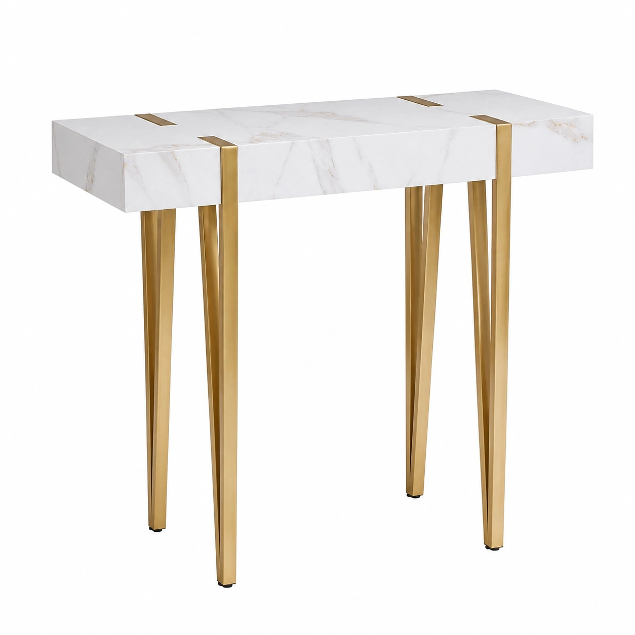 Consola marmol Blanco y dorado moderno