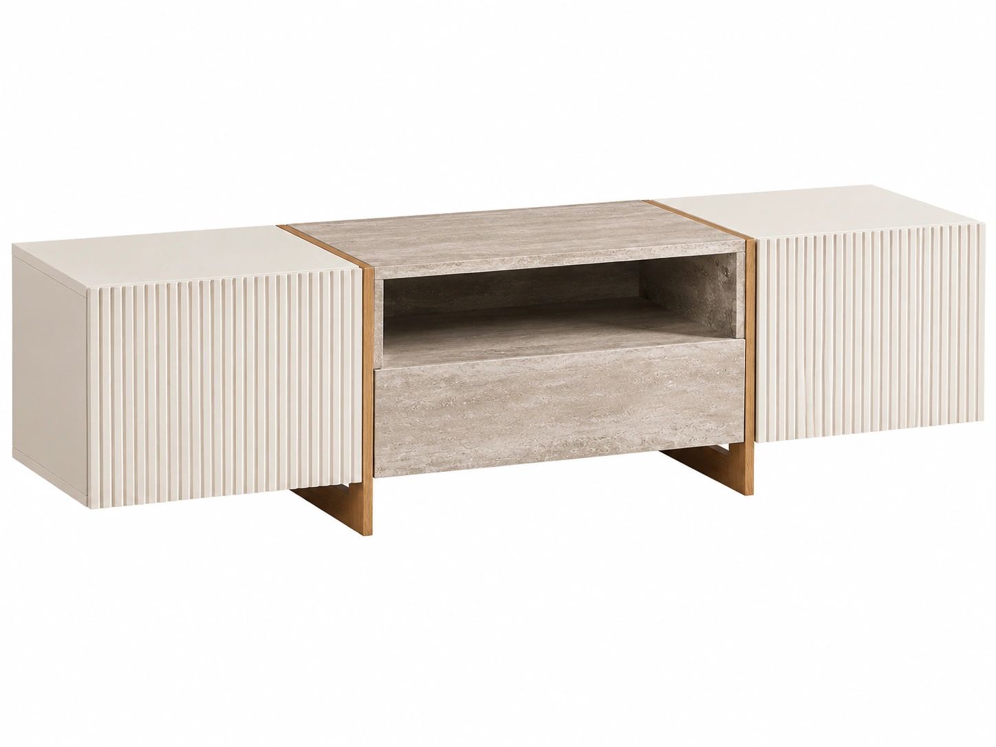 Mueble TV Beige y Piedra con Diseno Minimalista