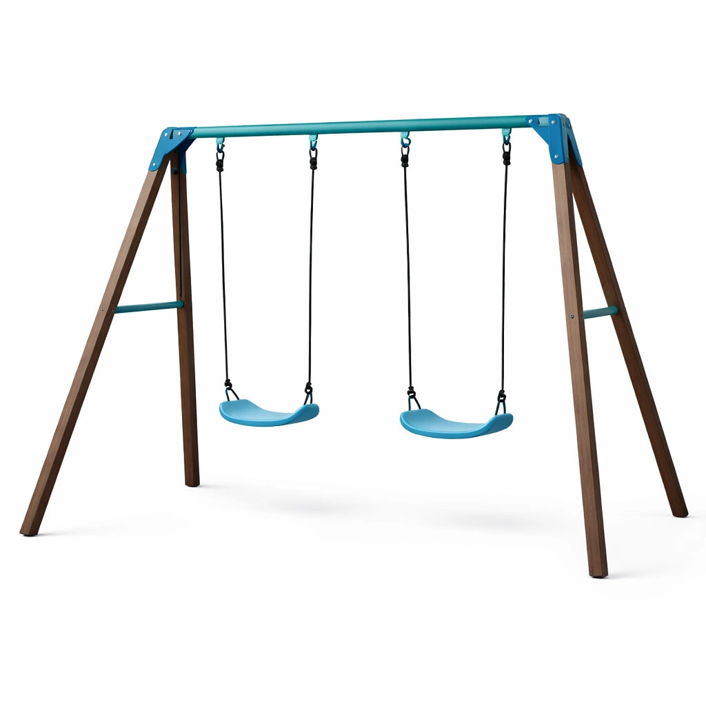 Doppelschaukelgestell Holz/Metall Blau 260cm-Cozy Oriva