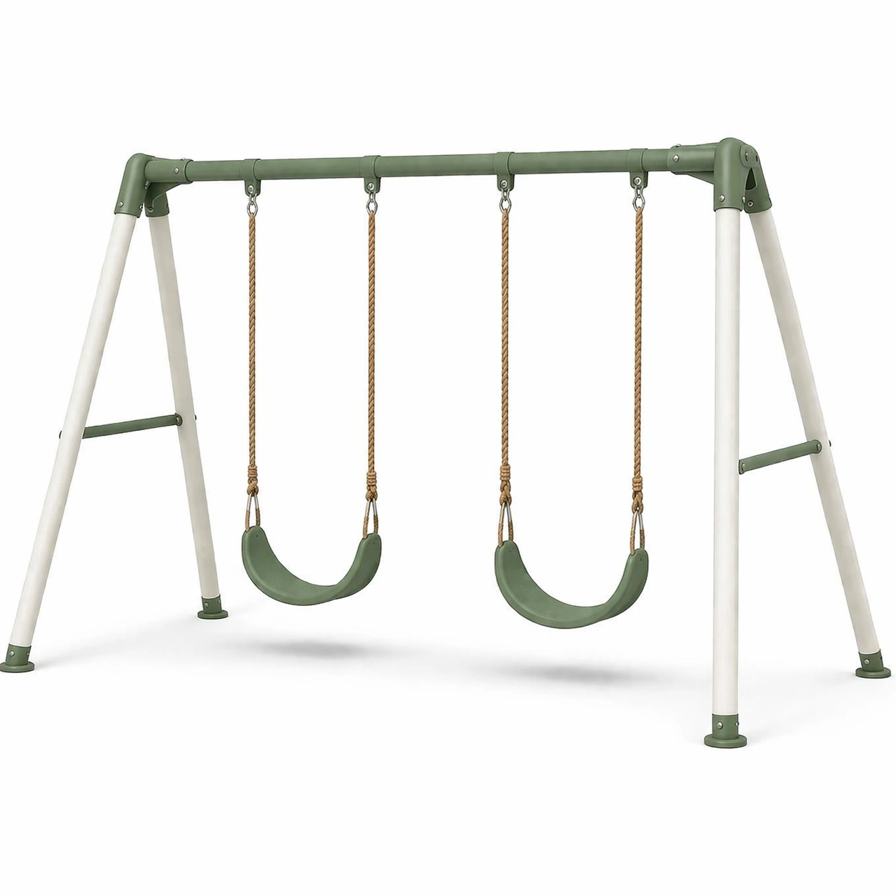 Metall Outdoor Kinderschaukelset Grün/Weiß 220x150x160cm-Cozy Oriva