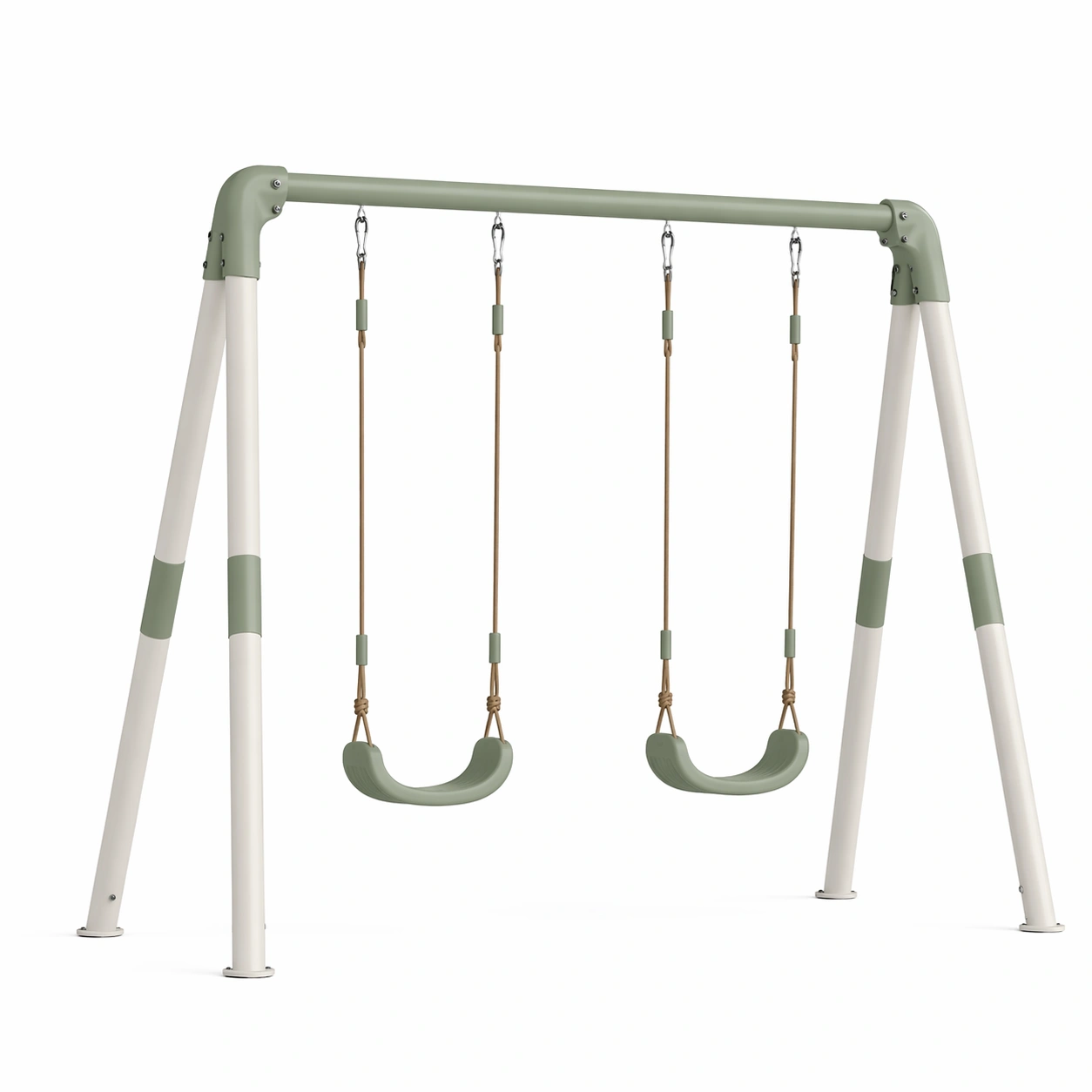 Metall Doppelschaukel mit Kunststoffsitzen für Kinder Outdoor Grün/Braun-Cozy Oriva