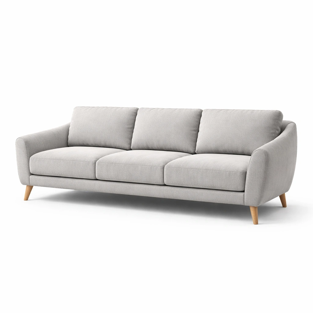 3-Sitzer Sofa Grau Polyester Buchenholz-Cozy Oriva