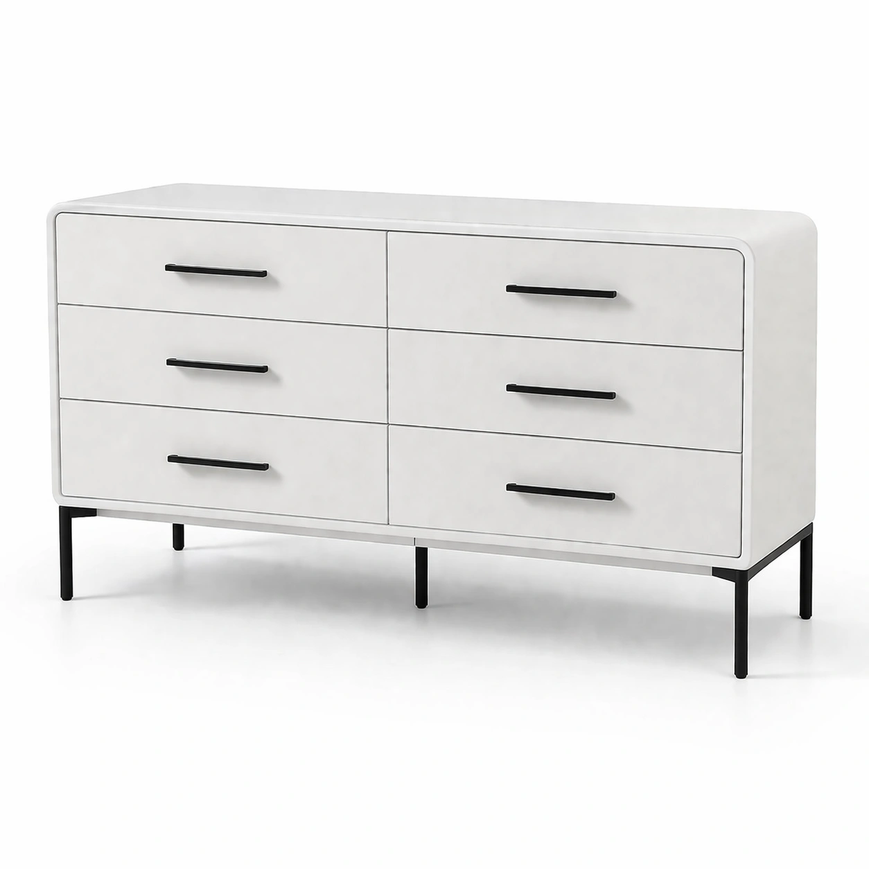 Weiße Kommode aus MDF mit Metallbeinen und 6 Schubladen-Cozy Oriva