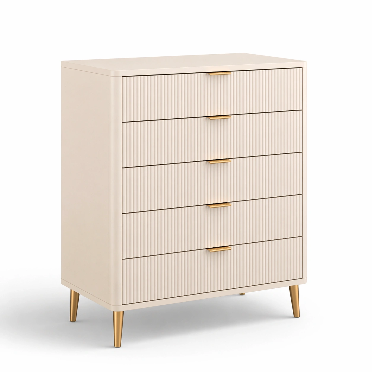 Kommode mit 5 Schubladen Beige Holzwerkstoff und Metall-Cozy Oriva