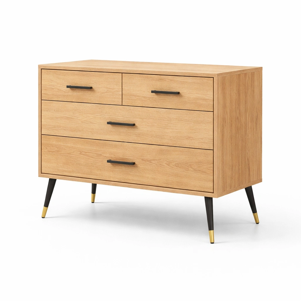 Holz Kommode mit Metallgriffen, 88x40x75cm-Cozy Oriva