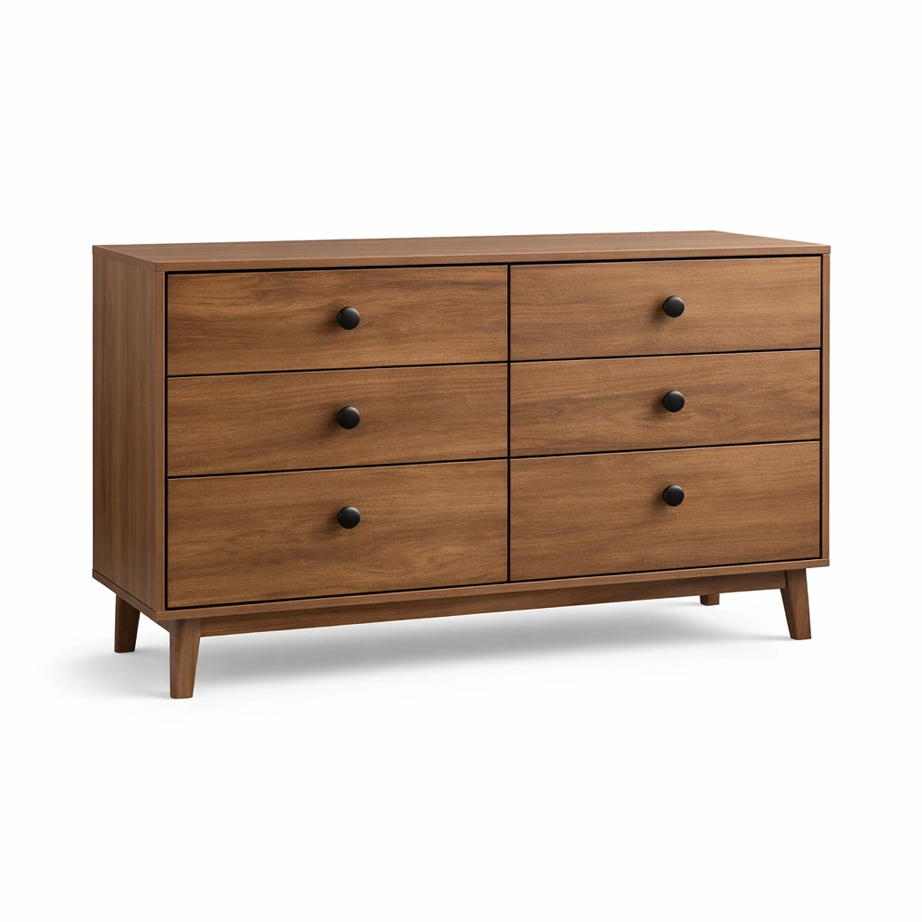 Holzkommode mit sechs Schubladen Braun-Cozy Oriva