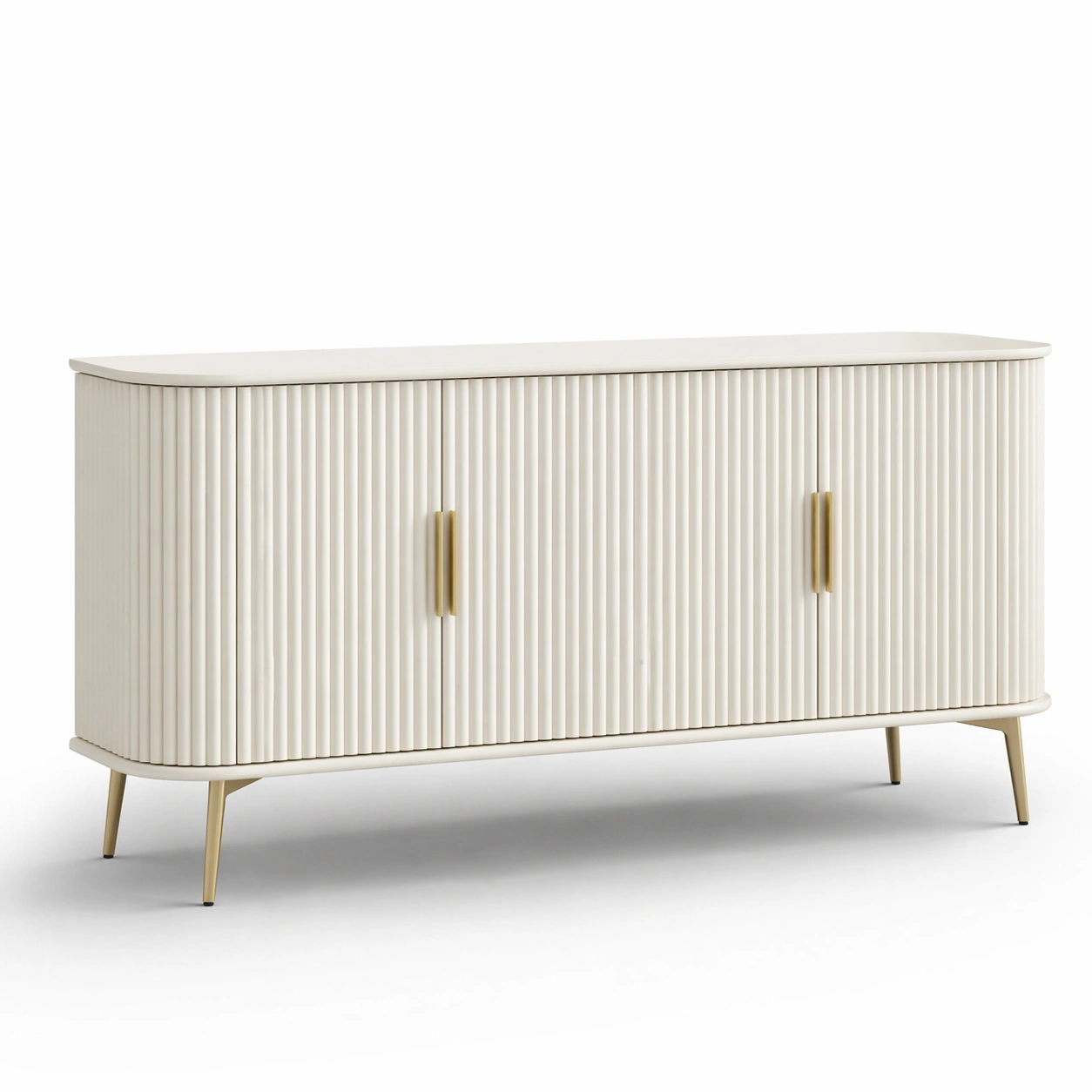 Sideboard mit MDF und Metall in Creme mit Goldfüßen-Cozy Oriva