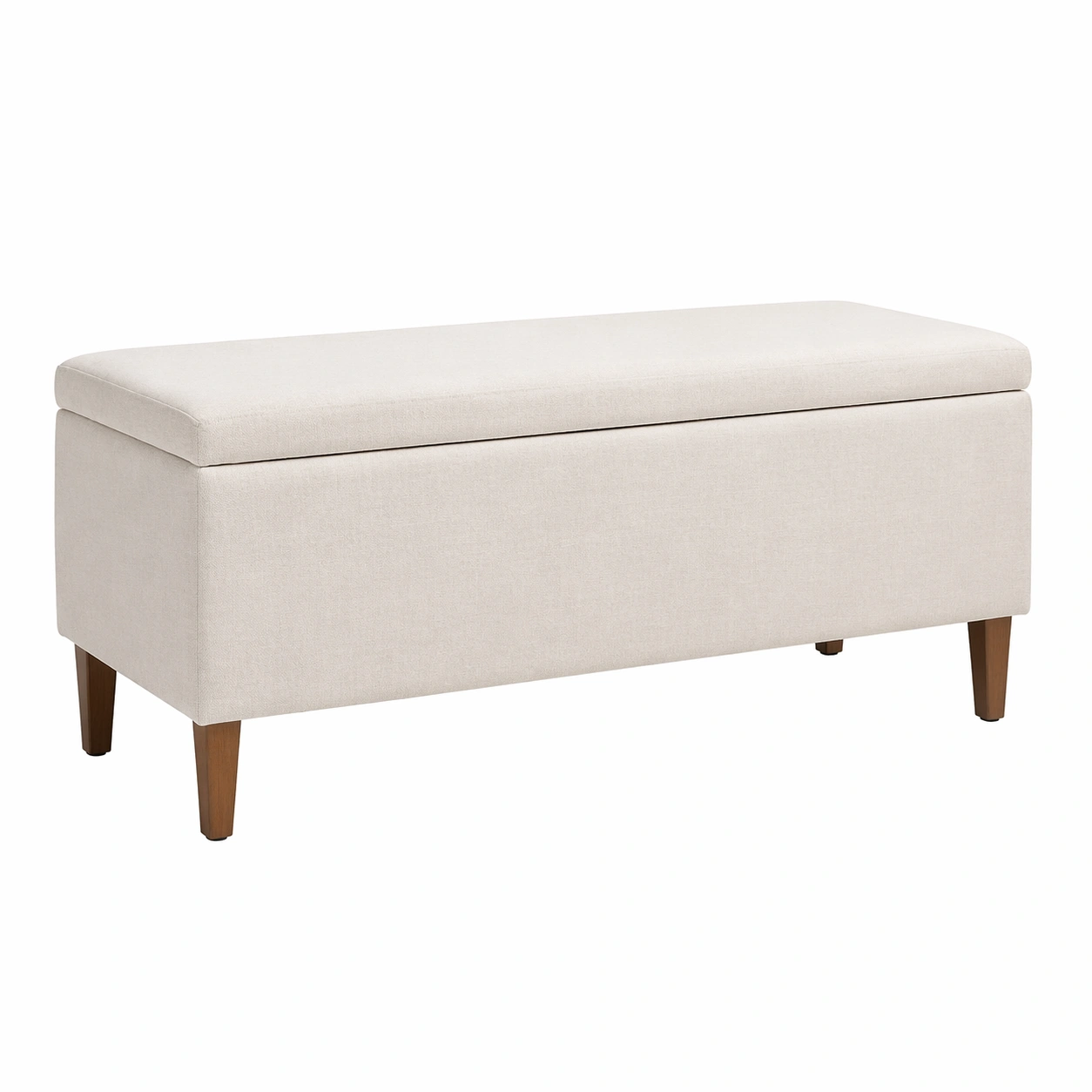 Aufbewahrungsbank Stoff Beige Rechteckig Holzbeine 100x40x45 cm-Cozy Oriva