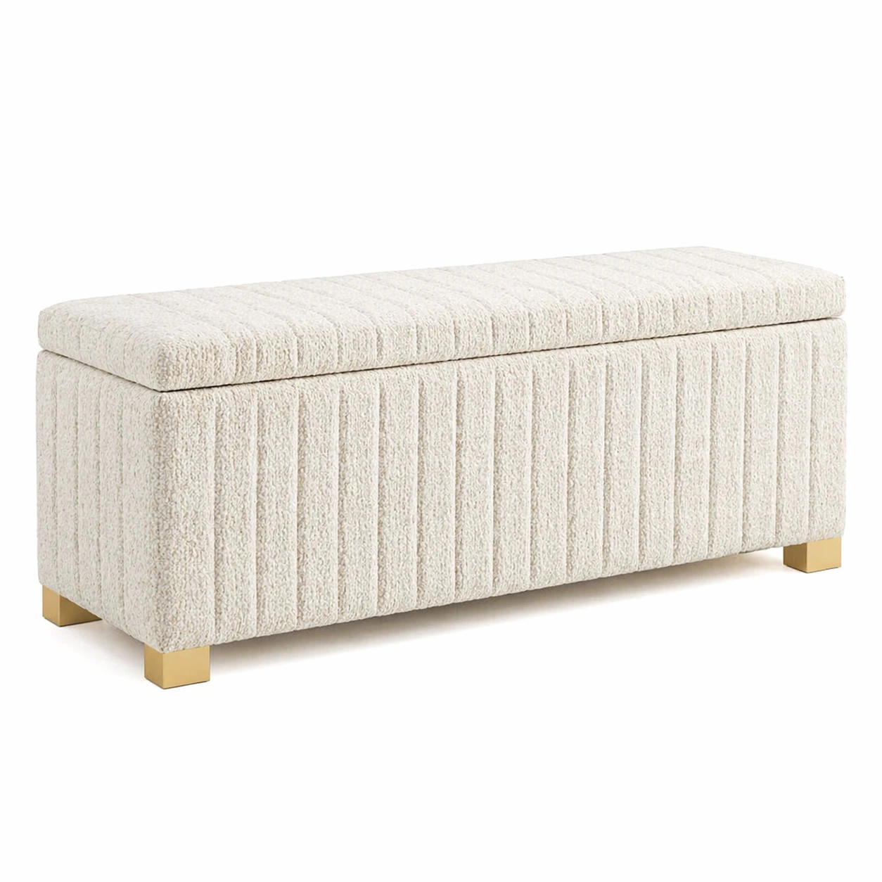 Sitzbank mit Stauraum Bouclé Creme 120x40x45cm-Cozy Oriva