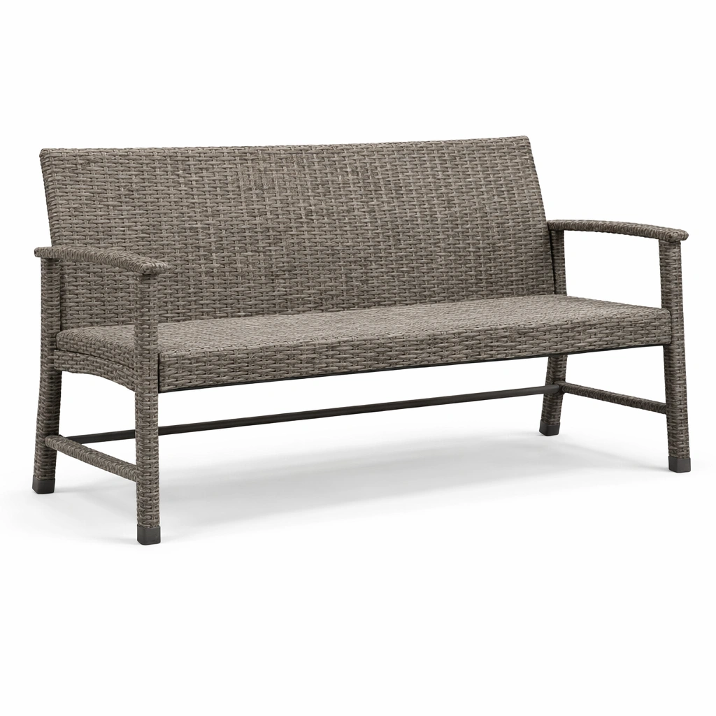 Polyrattan Gartenbank 3-Sitzer Braun Stahlrahmen-Cozy Oriva