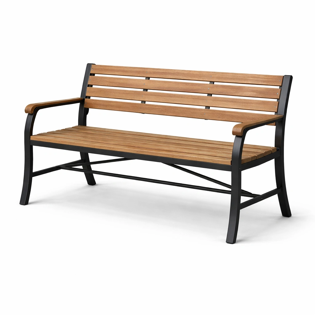 Holz-Metall Gartenbank Braun Schwarz 132 cm-Cozy Oriva