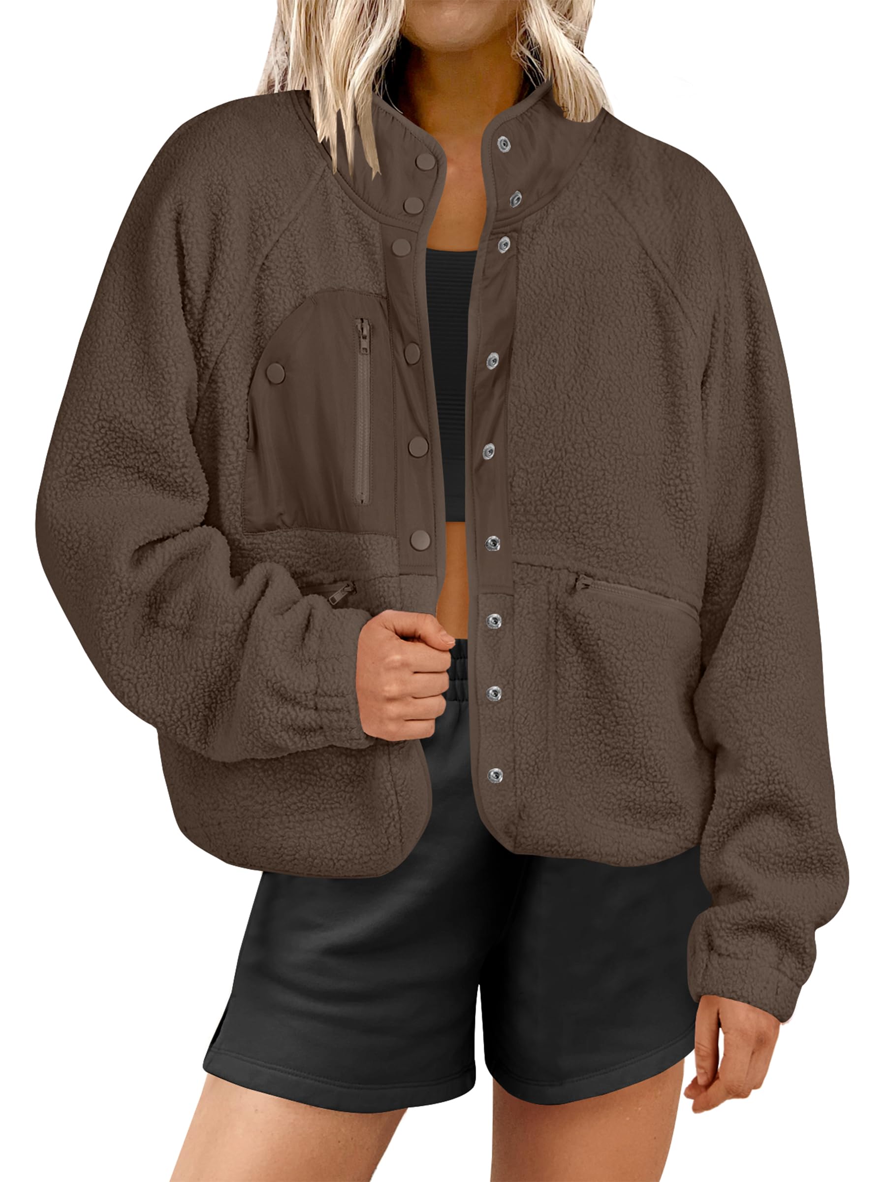  Women's  Button Down Fuzzy Fleece Jacket (Buy 2 Free Shipping) 