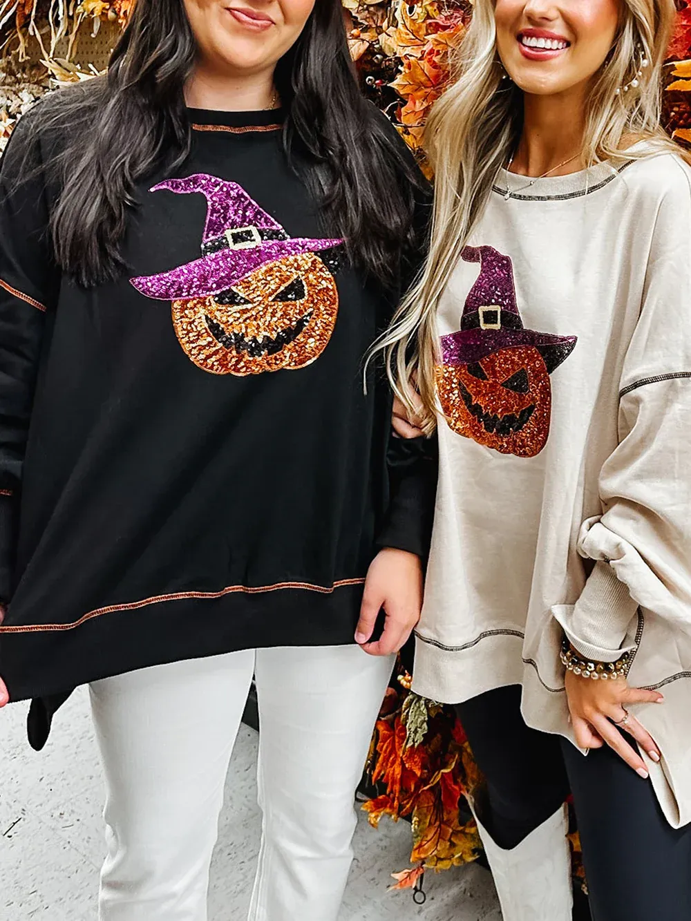 BEST DRESSED SEQUIN GHOST & PUMPKIN TOP(Buy 2 Free Shipping)