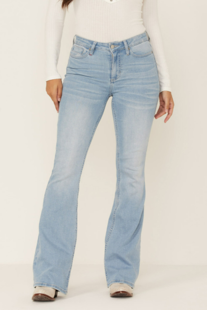 Trendy Pocket Pattern Retro Bootcut Pants-Pink Laura