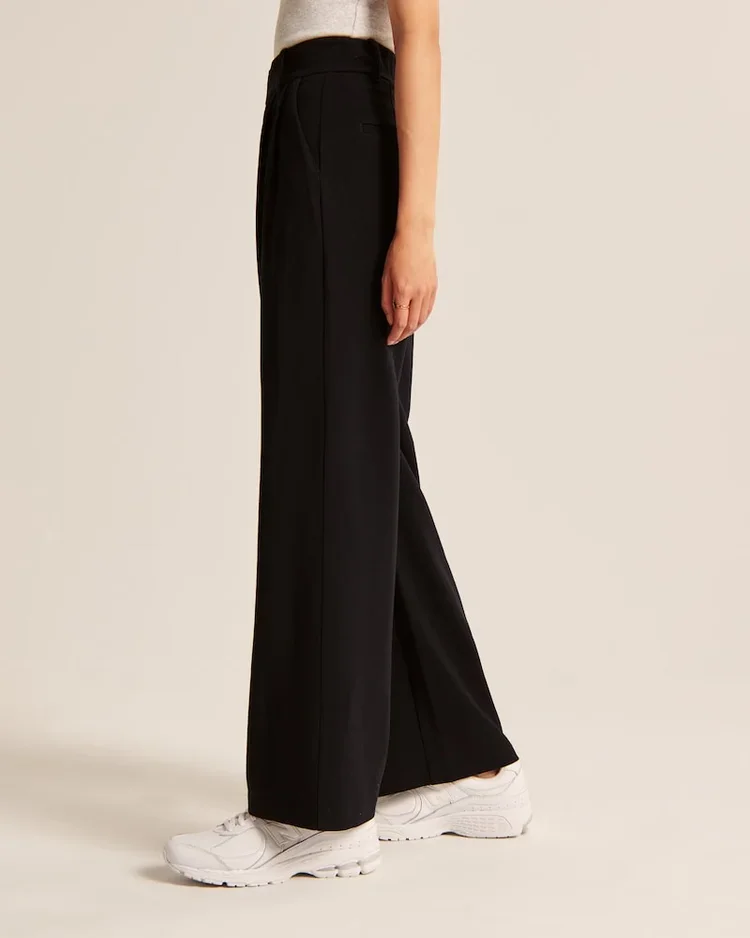 The Effortless Tailored Wide Leg Pants For Women-Pink Laura