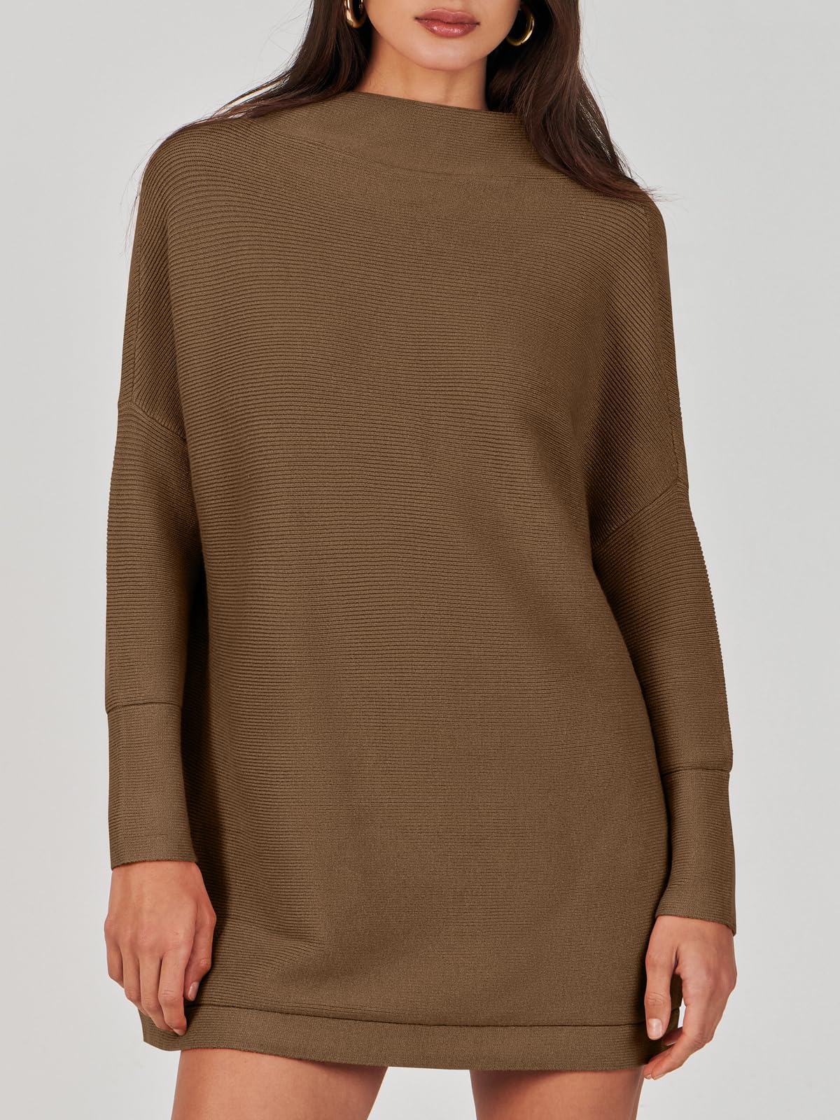 Women's Turtleneck Long Sleeve Slouchy Knit Tunic Sweaters 