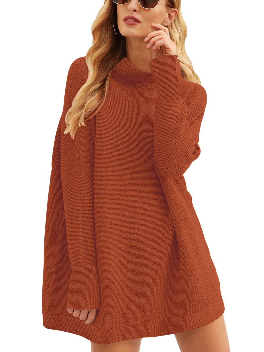 Women's Turtleneck Long Sleeve Slouchy Knit Tunic Sweaters 