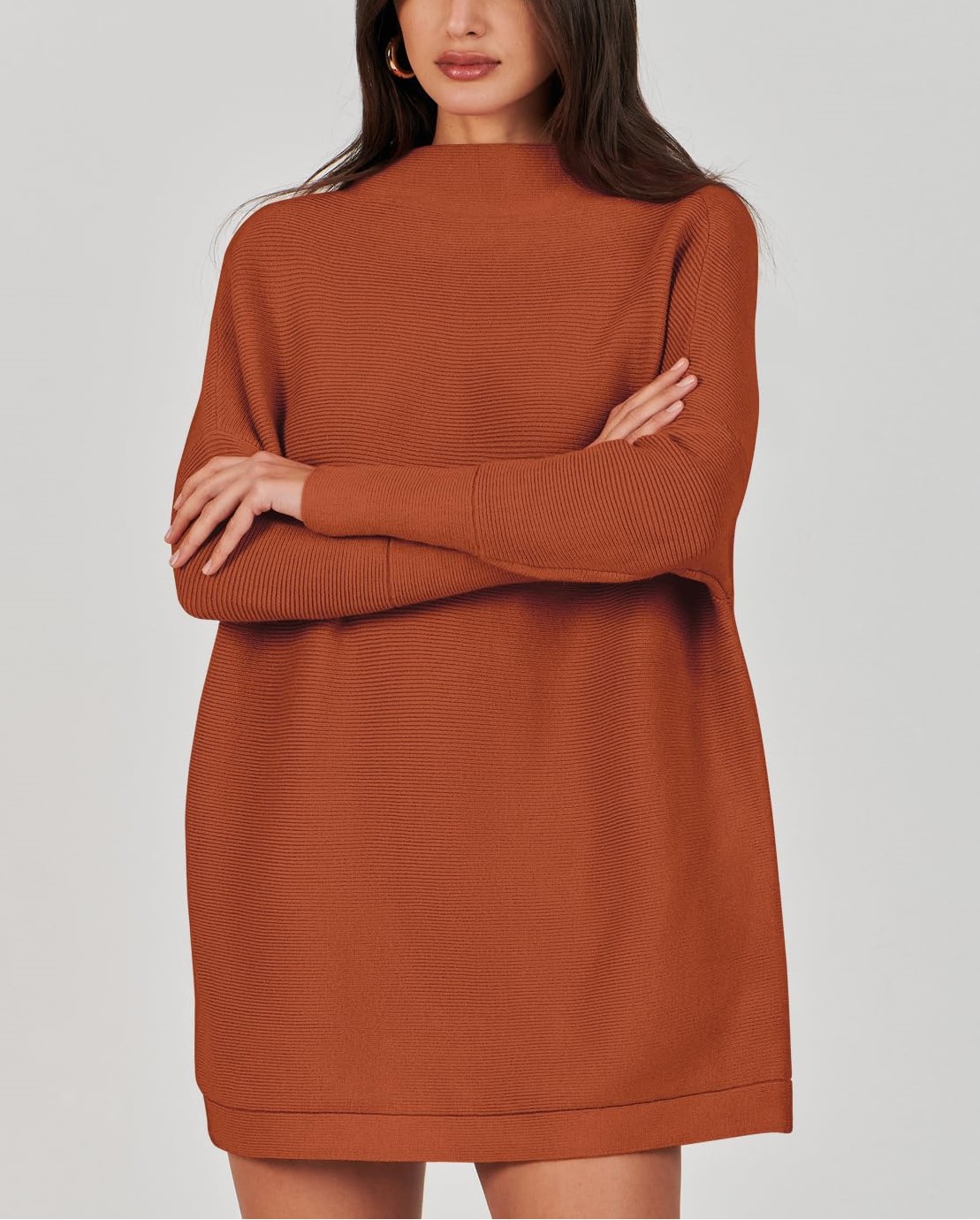 Women's Turtleneck Long Sleeve Slouchy Knit Tunic Sweaters 