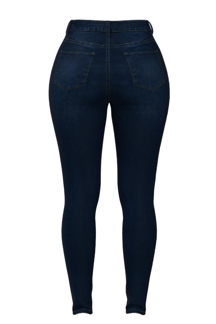 Elastic High Rise Skinny Jeans-Pink Laura