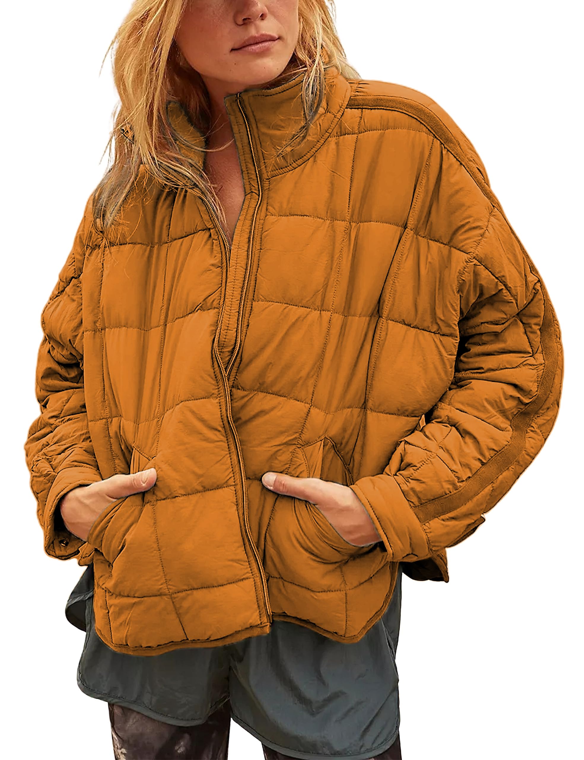 Women's Oversized Splice Quilted Lightweight Puffer Jacket