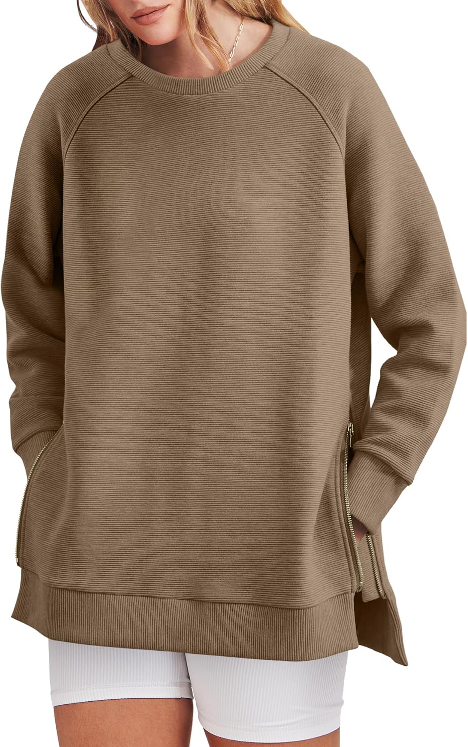 Women‘s Oversized Sweatshirt Crewneck Long Sleeve Tunic Pollover Shirts