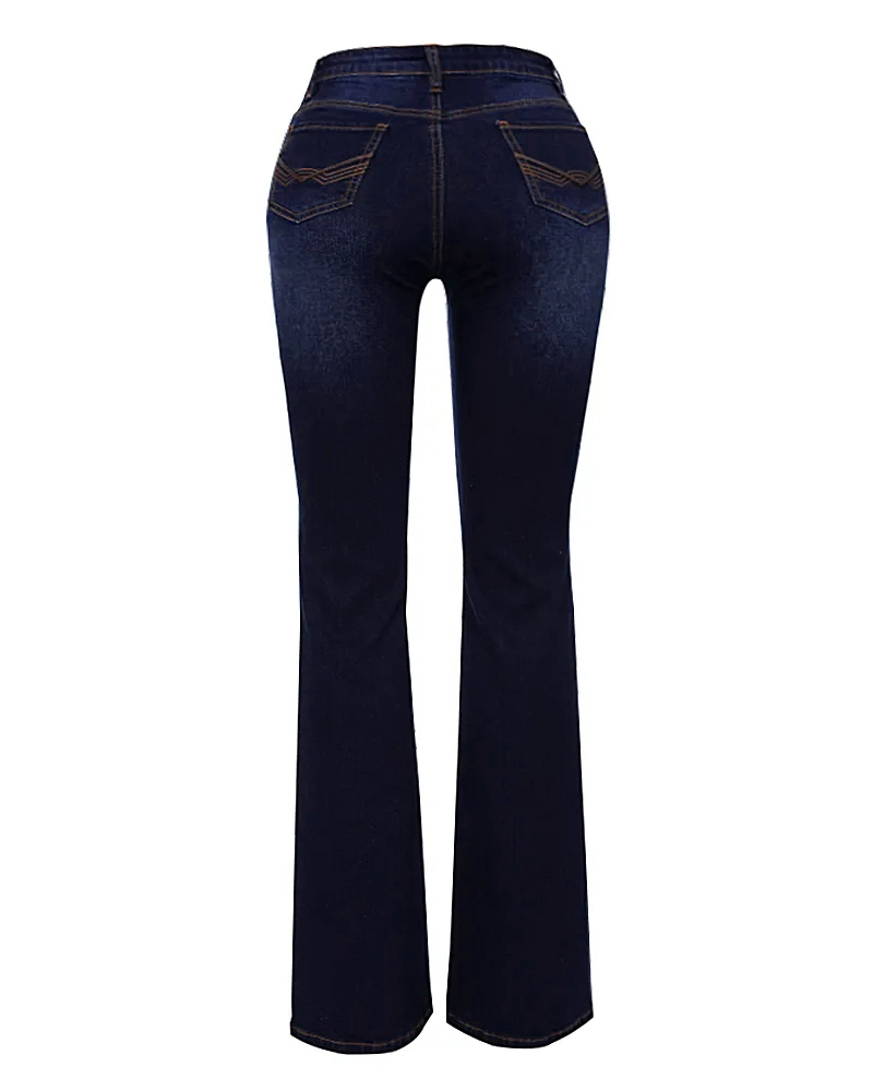 Trendy Pocket Pattern Retro Bootcut Pants-Pink Laura