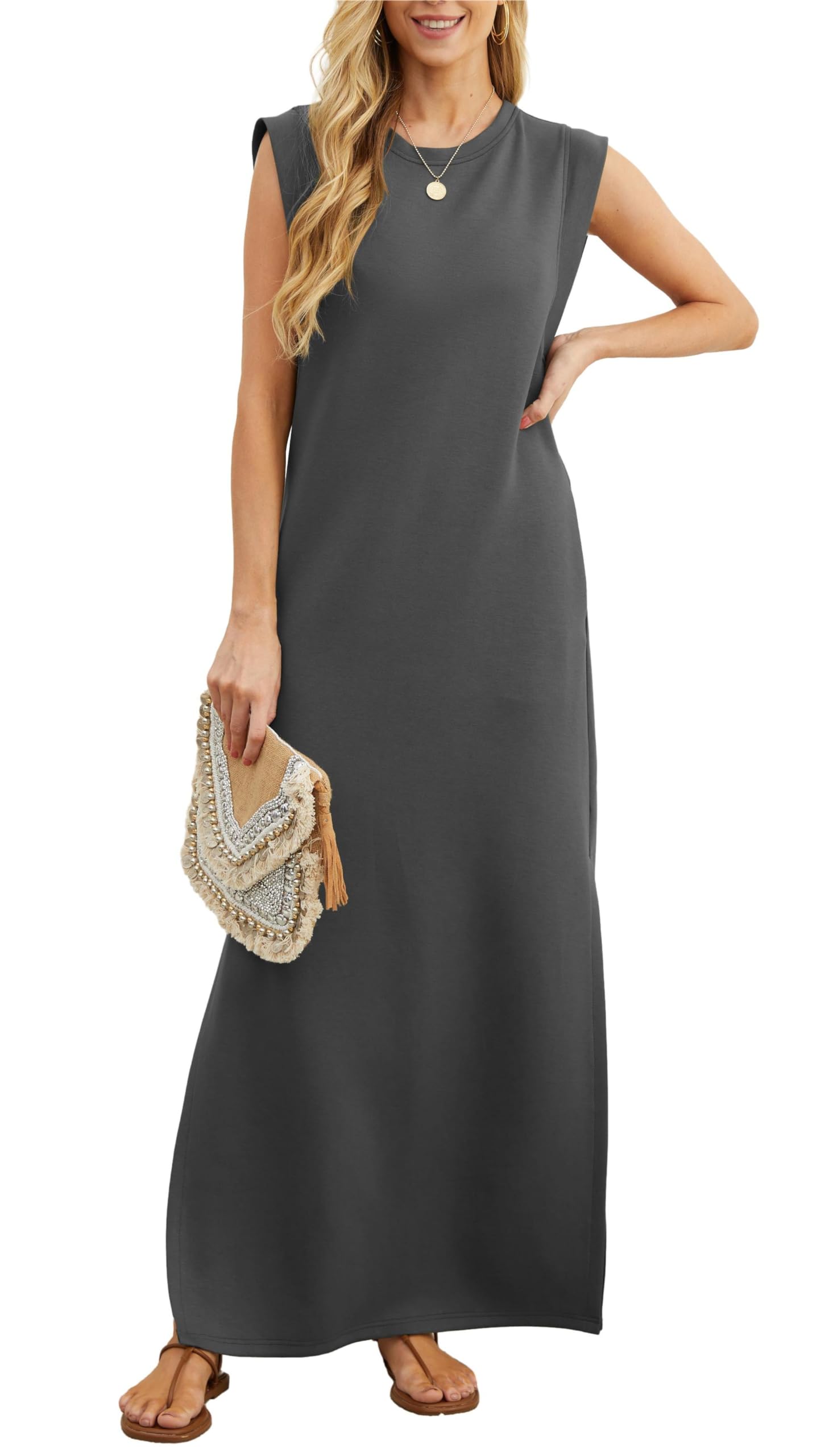 ⏰Hot Sale-Women Summer Casual Loose Split Wrinkle-Free Long Dress(Buy 2 Free Shipping)
