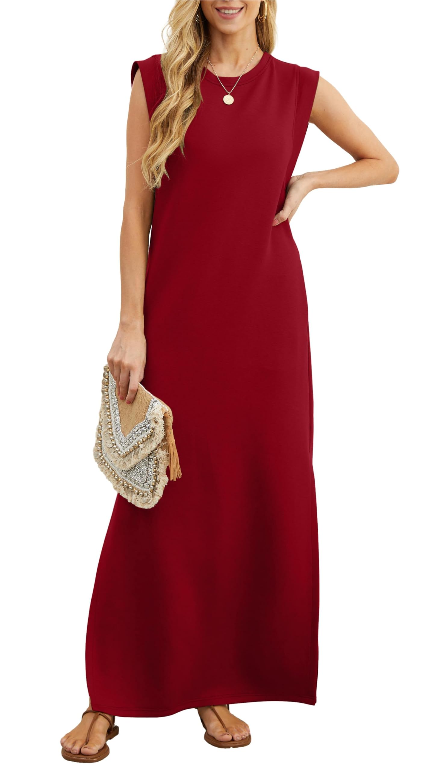 ⏰Hot Sale-Women Summer Casual Loose Split Wrinkle-Free Long Dress(Buy 2 Free Shipping)