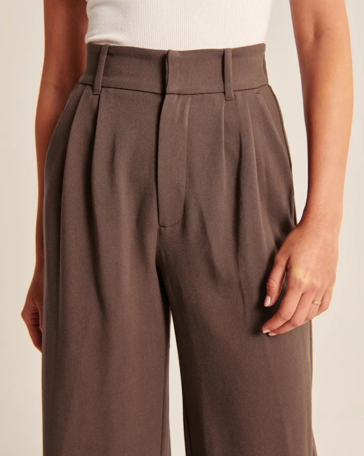 The Effortless Tailored Wide Leg Pants For Women-Pink Laura