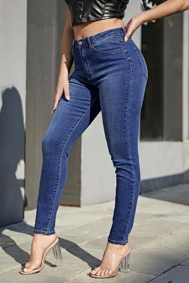 Elastic High Rise Skinny Jeans-Pink Laura