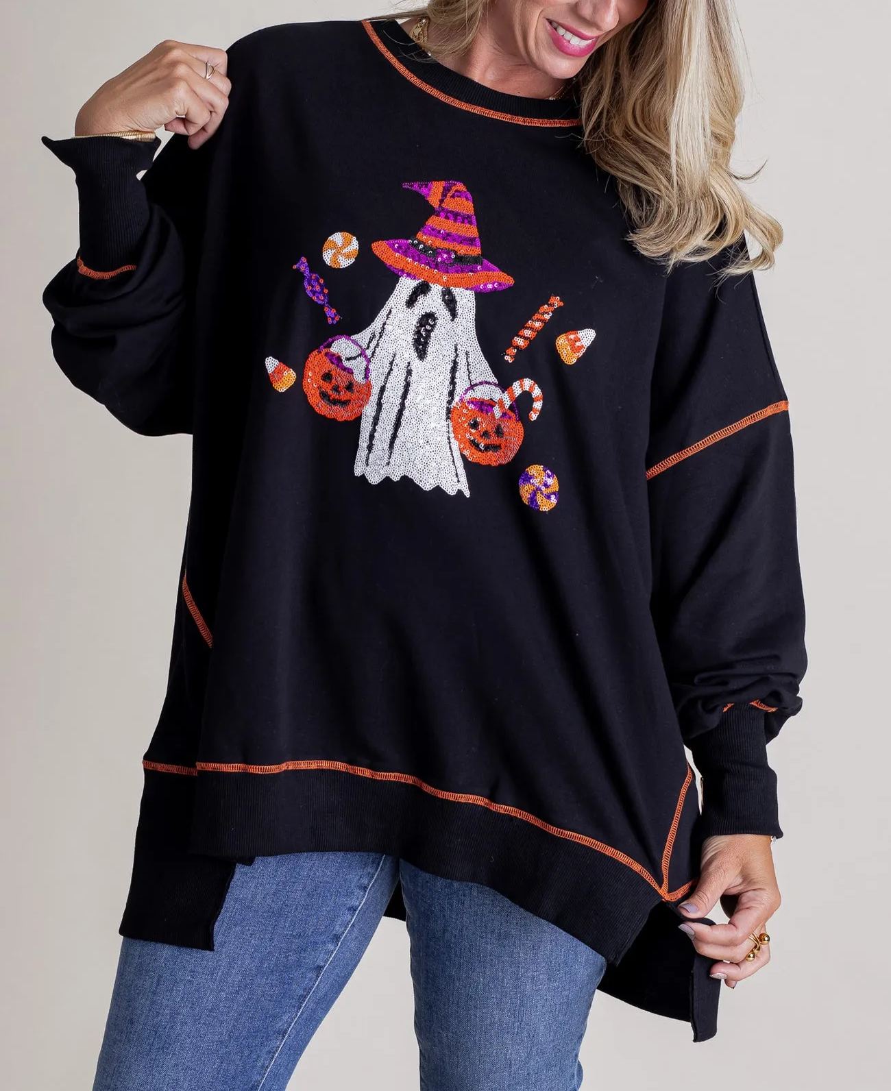 BEST DRESSED SEQUIN GHOST TOP