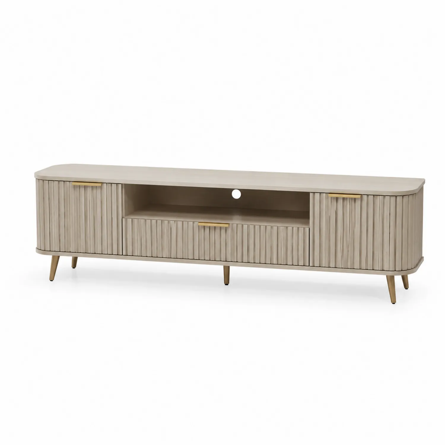 Mueble para TV de madera laminada con puertas y cajón, 180 cm