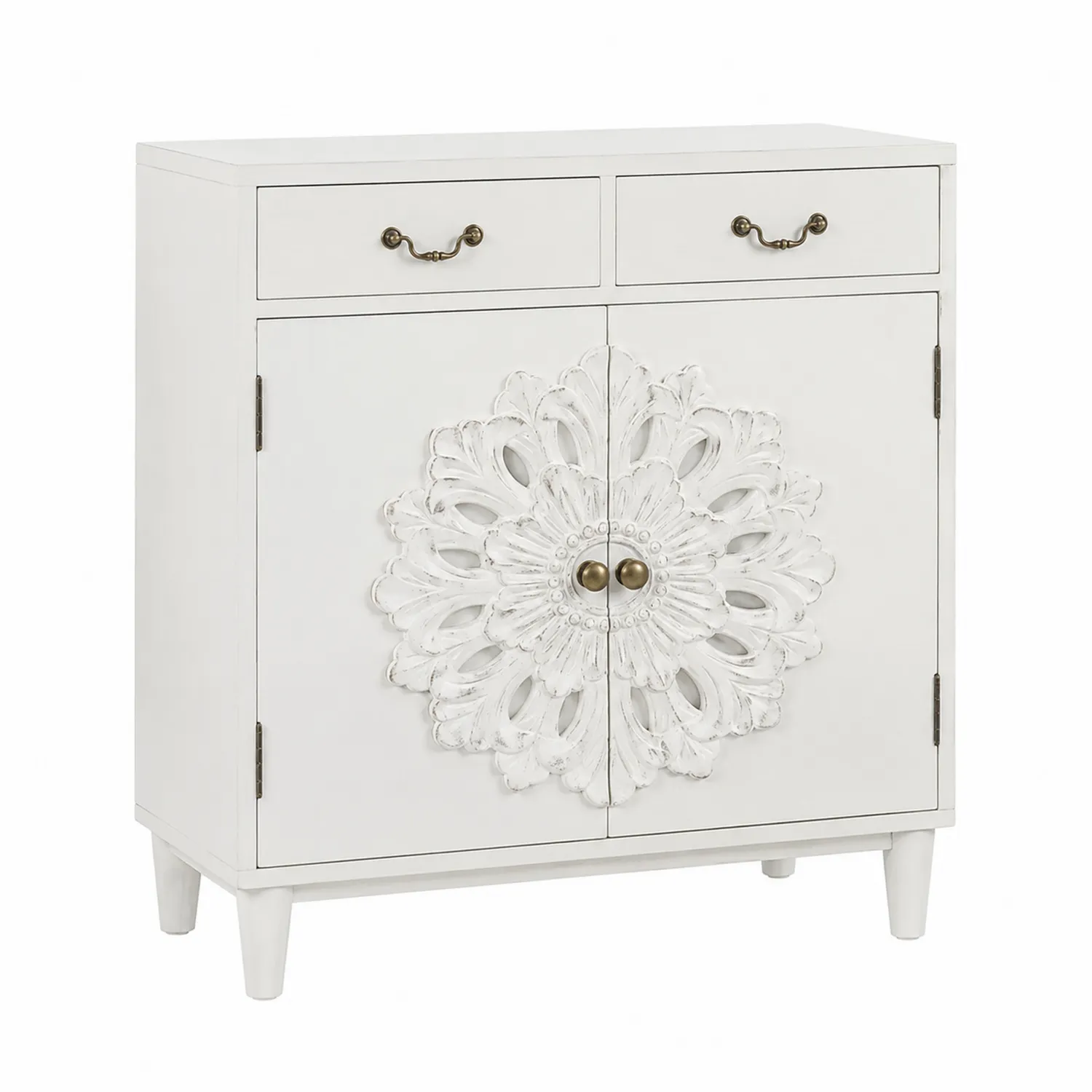 Aparador de MDF con Puertas Decorativas Blancas 80x35x90 cm
