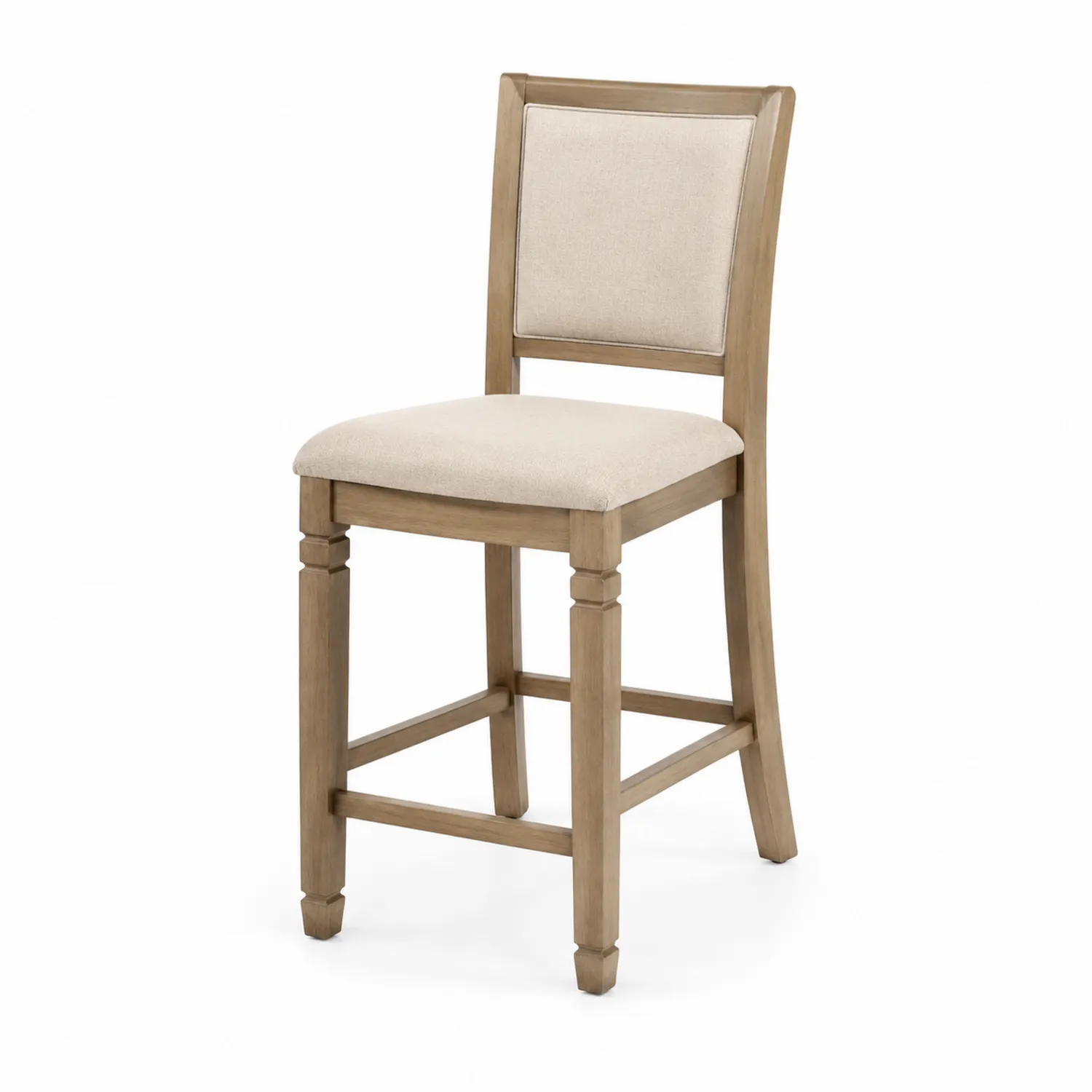 Silla Alta de Madera con Tapizado Beige