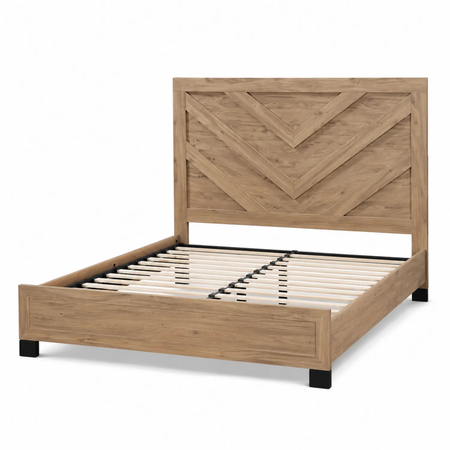 Cama de madera con cabecero decorativo 200x160 cm
