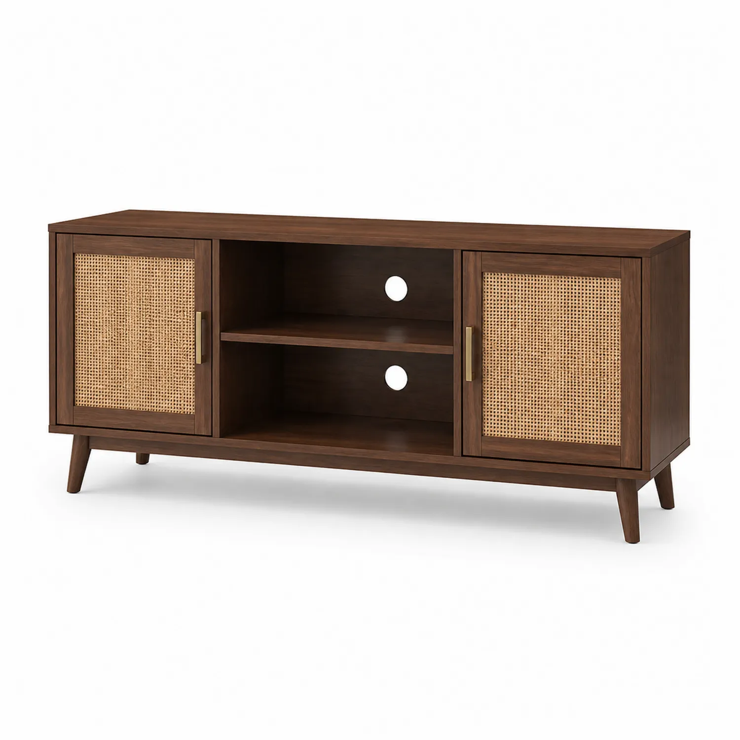 Soporte para TV de Madera y Mimbre 120x40x50 cm