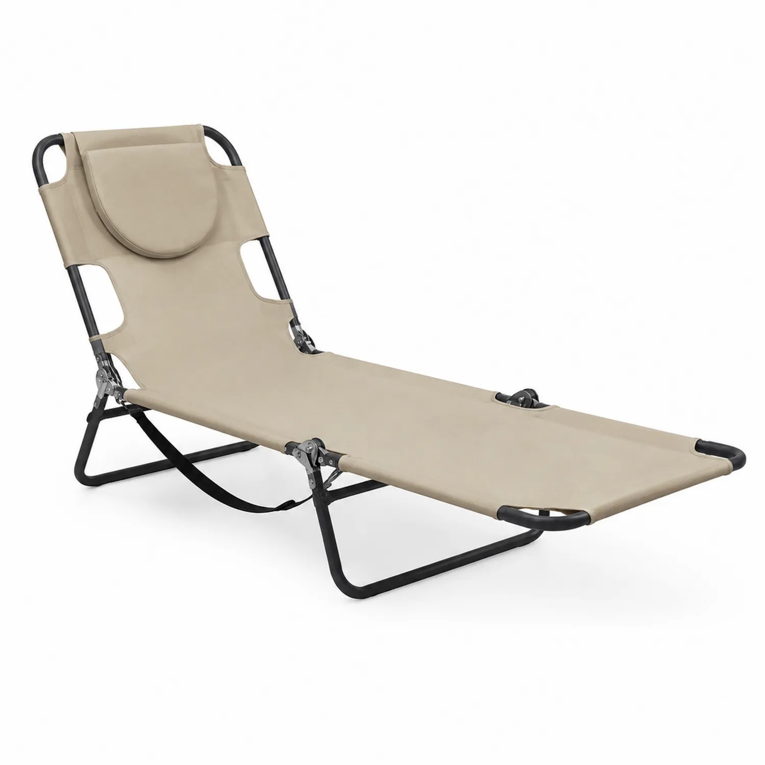 Tumbona Plegable de Metal y Poliéster Beige
