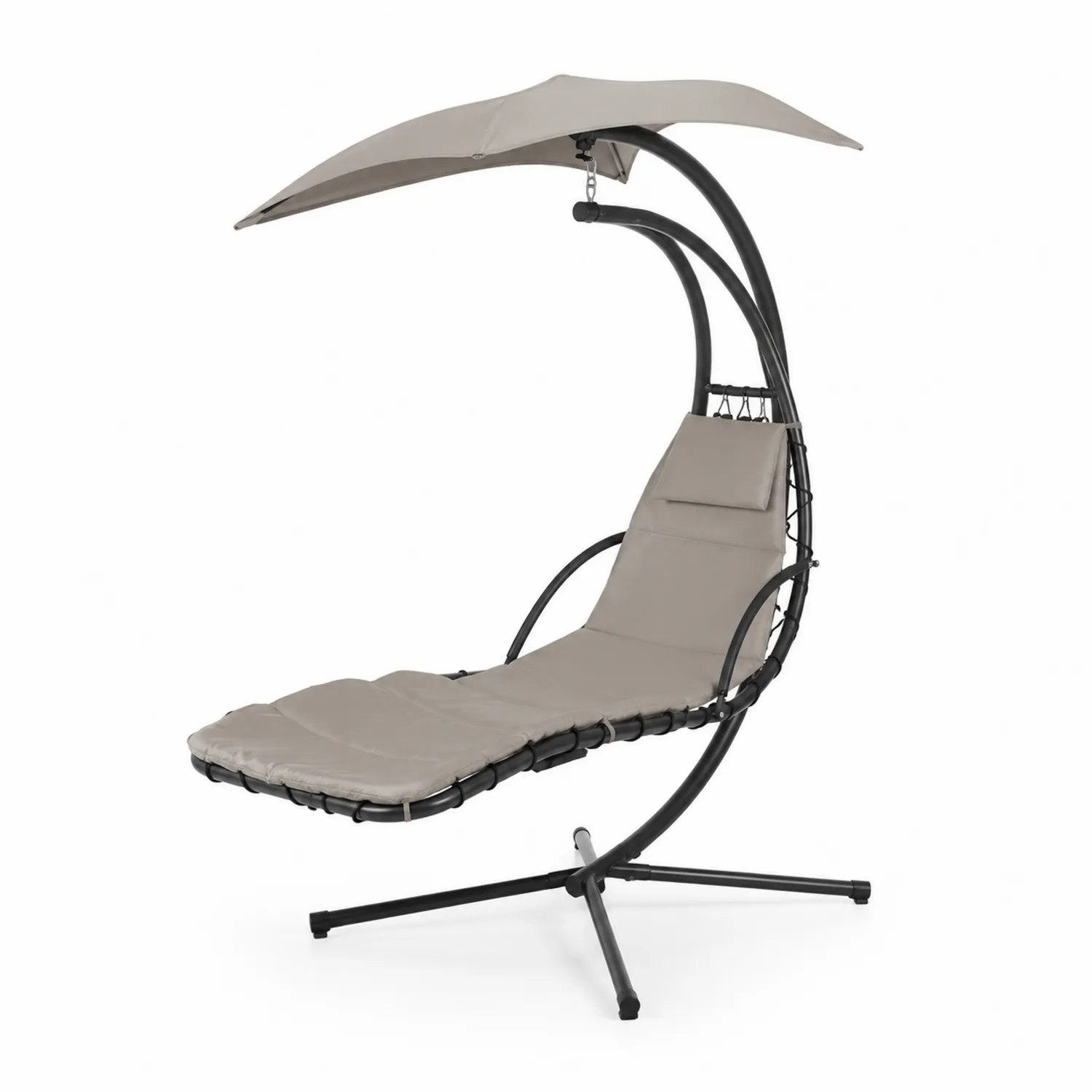 Tumbona colgante de exterior con toldo, estructura de acero, 200x100x210 cm