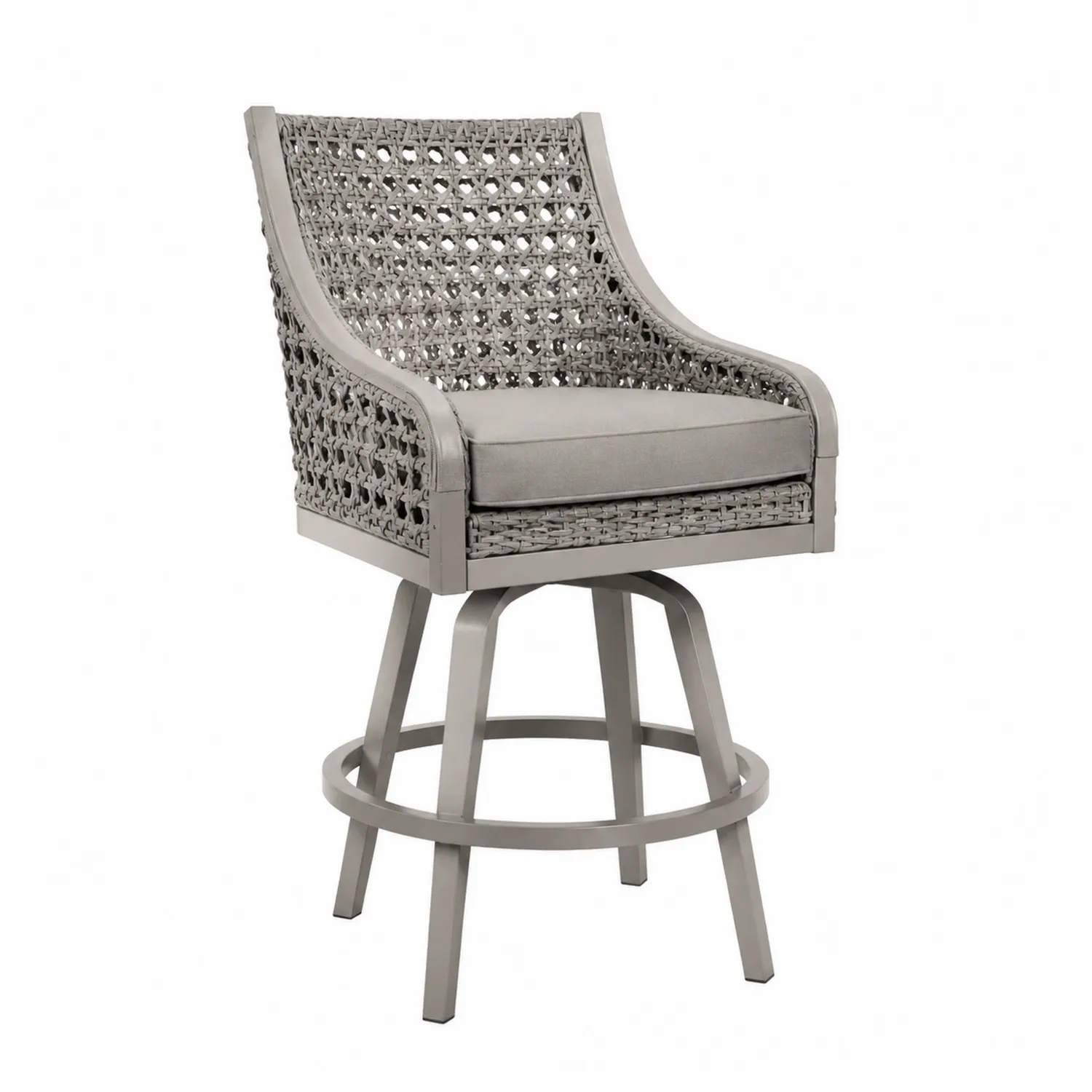 Silla Giratoria de Aluminio y Ratán Gris
