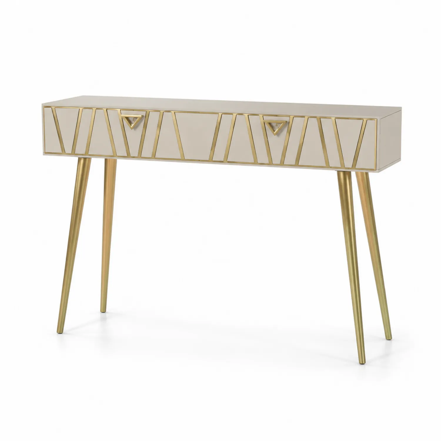 Mesa consola de madera y metal con detalles dorados 120x30x80 cm