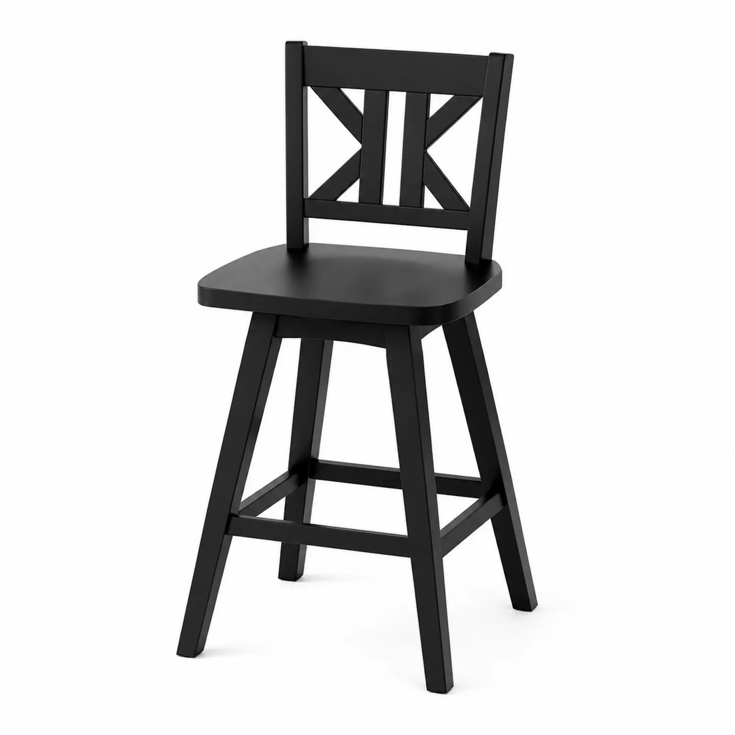 Taburete de Madera con Respaldo Cruzado Negro