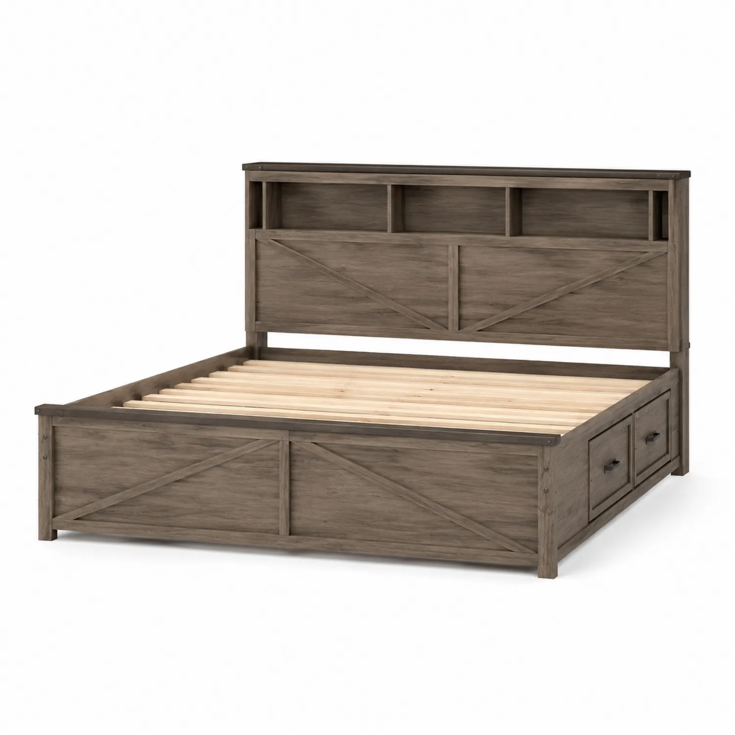 Cama de madera de pino con almacenamiento 200x160x120 cm Marrón