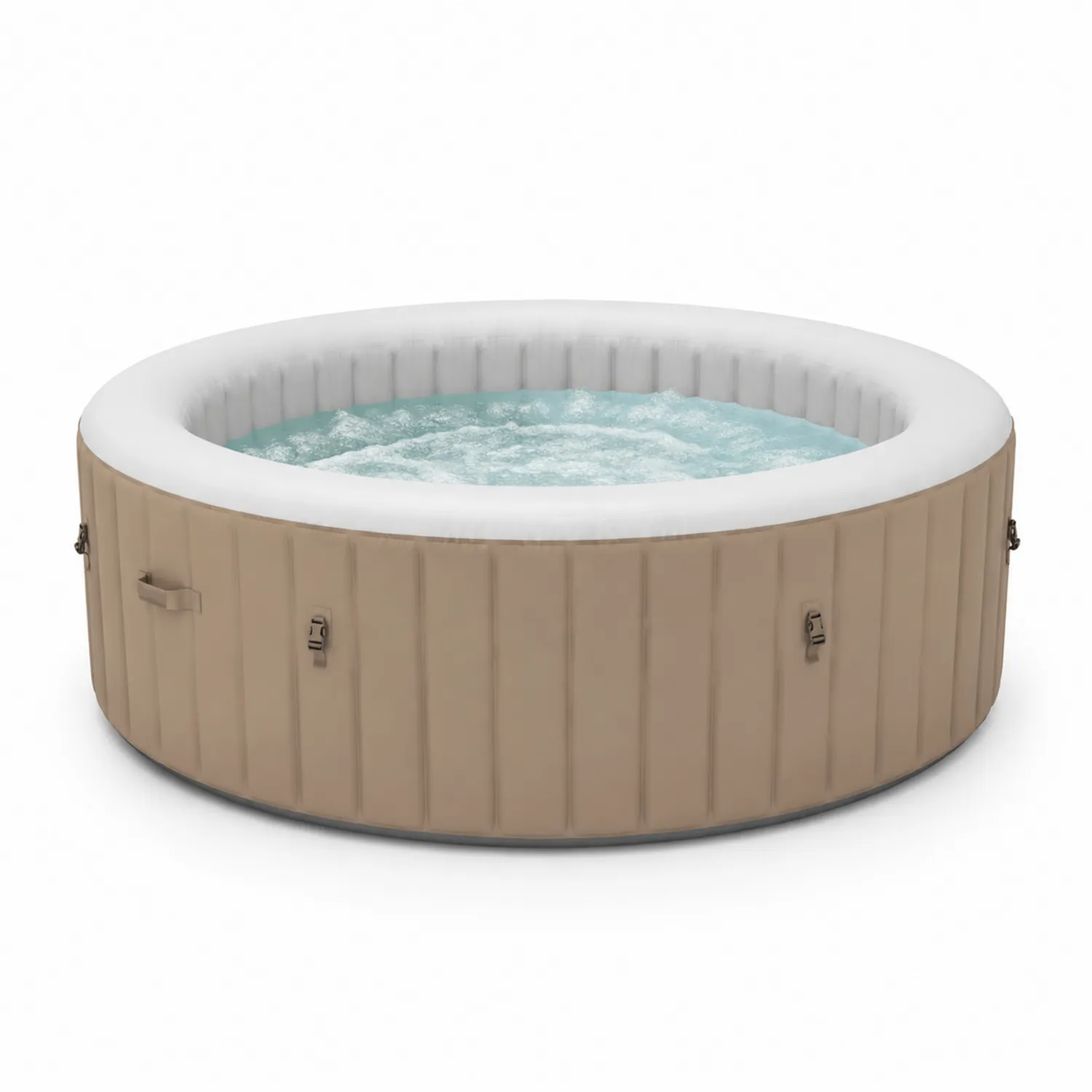 Jacuzzi hinchable de PVC beige con sistema de burbujas