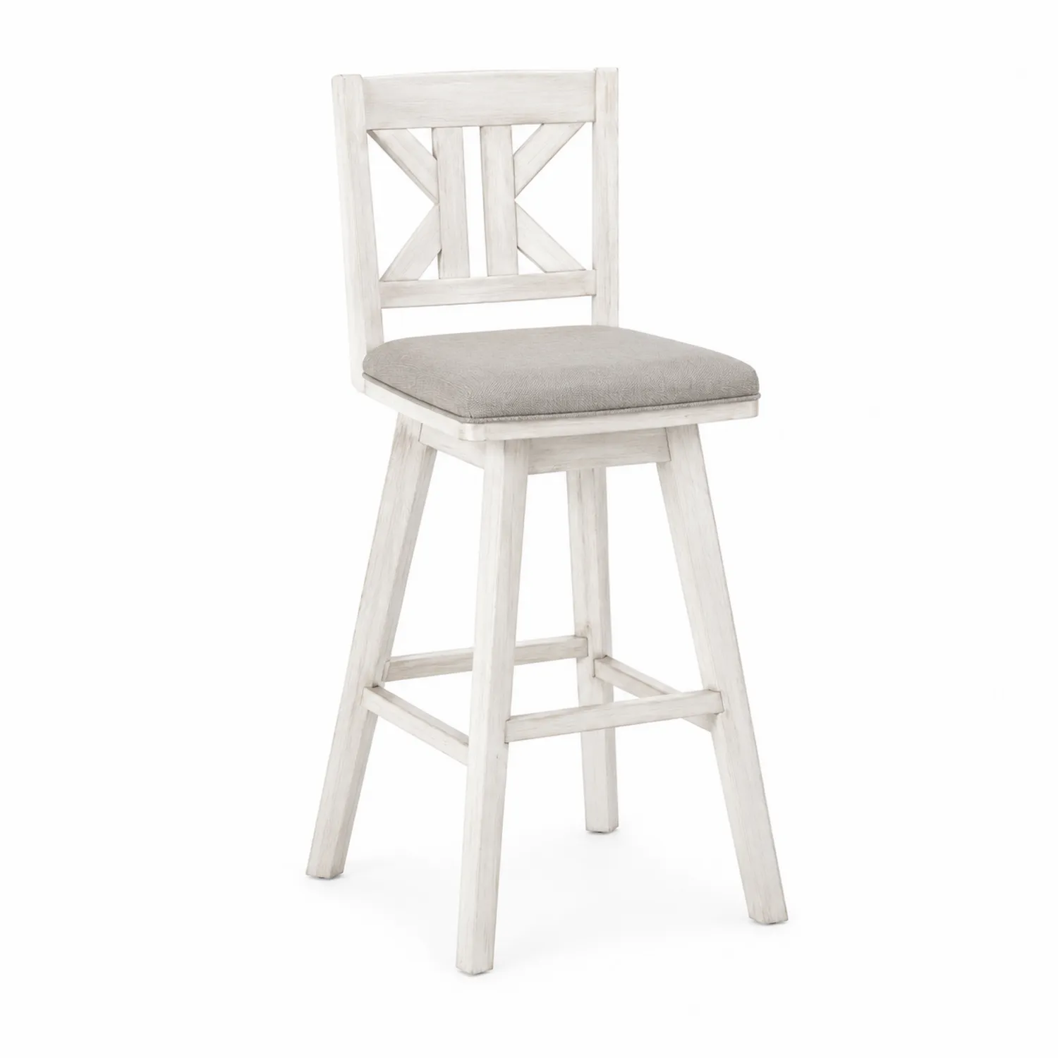 Taburete de Madera con Asiento de Poliéster Gris