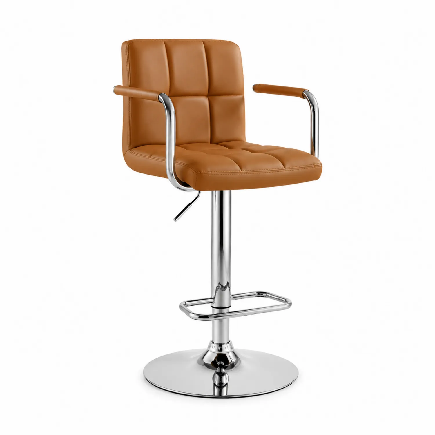 Taburete de Bar con Asiento de Poliuretano y Base Cromada